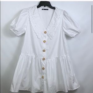 Zara Peter Pan collar white ruffle dress xs